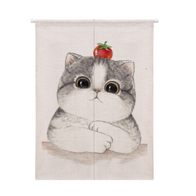 

Cartoon Animal Printed Cotton And Linen Japanese Style Doorway Curtain Hanging Tapestry For Home Decoration
