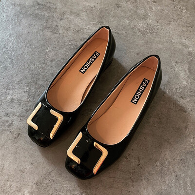 

Square buckle thick documentary shoes womens summer Korean version of shallow flat-bottomed evening fairy wind grandma pouring sh