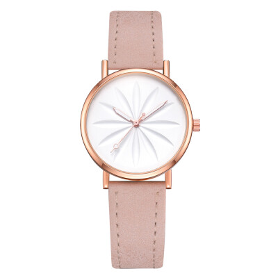 

Leisure Sun Flower Mirror Quartz Watch Fashion Print Fashion Belt Watch