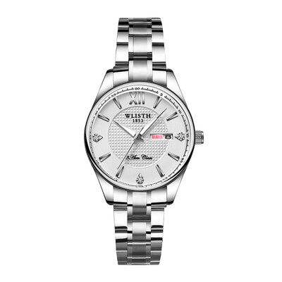 

Gold&silver two-tone steel belt mens business men&women luminous waterproof quartz couple watch custom