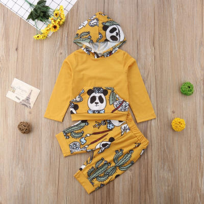 

2019 New Fashion Halloween Kids Baby Boy Girl Outfits Hoodie TopsPanda Bone Long Pants Sets