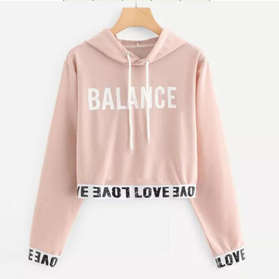 

Tailored Womens Long Sleeve Letter Printed Hoodie Short Sweatshirt Jumper Pullover Tops
