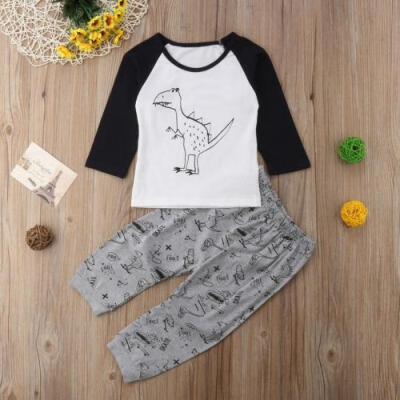 

Canis Newborn Baby Boys Girls Dinosaur T-shirt Tops Harem Pants 2PCS Outfits Set
