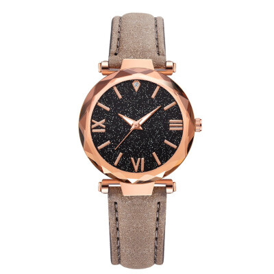 

Roman word scale ladies watch starry pu with fashion personality watch