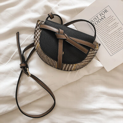 

Spring&summer ins bag female 2019 trendy models Korean fashion casual houndstooth versatile shoulder slung saddle bag