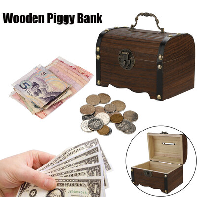 

Siaonvr Wooden Bank Safe Money Box Savings With Lock Wood Carving Handmade