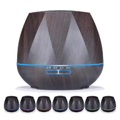 

500ML Humidifier Essential Oil Diffuser Household Air Humidifier Aroma Diffuser Aromatherapy Wood Grain 7 Colors-changing Remote C