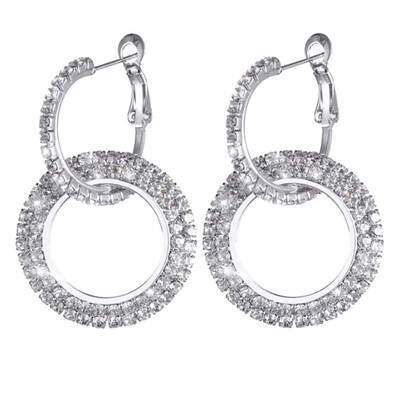 

Fashion Luxury Round Earrings Women Crystal Geometric Hoop Earrings Jewelry Gift