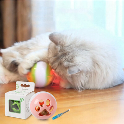 

Pet Cat Interactive Smart Tease Ball Cat Electronic Luminescent Hollowed Bell Catnip Teaser Exercise Automatic Interactive Toy