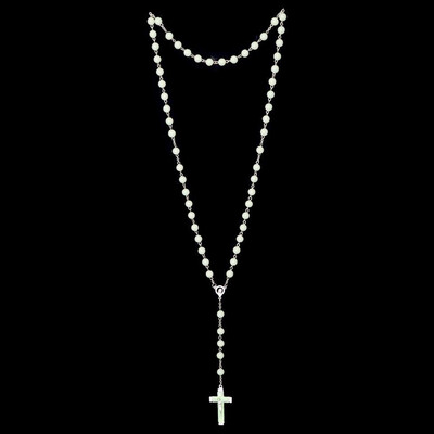 

Men Women Catholic Rosary Luminous Cross Necklace Catholicism Religious Jewelry Party Gift