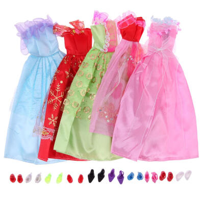 

5pcs Party Handmade Fashion Dress Doll Accessories Clothes 10 Pairs Shoes