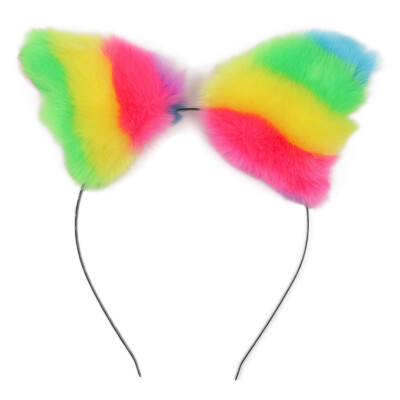 

Women Girls Fashion Plush Cat Ears Headbands Headwear Plush Bezel Hair Accessories Hair Clips