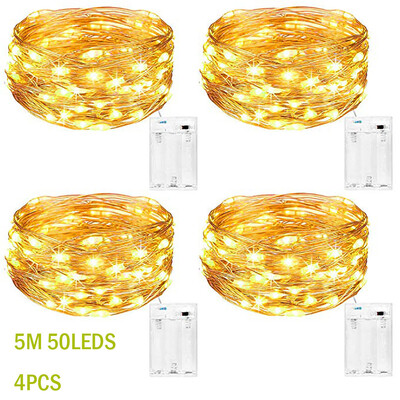 

〖Follure〗4Pcs Outdoor 5M 50 LEDs Waterproof Batteries Home Decoration Parties Weddings