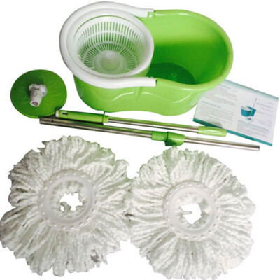 

360° Rotating Head Easy Magic Floor Mop Bucket 2 Head Microfiber Spinning