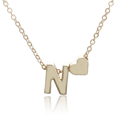 

Stainless Steel Jewelry Choker Necklace Letter Necklace Women Gold Chain Female Nameplate Heart Necklace Copper Boho Girlfriend