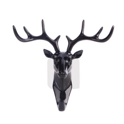 

Black Deer Horn Wall Hanging Hook 3D Elk Head Hanger Rack Home Wall Decor