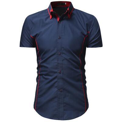 

Tailored Mens Solid Casual Button Down Short Sleeve Shirt Top Blouse