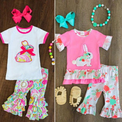 

2PCS Toddler Kids Baby Girls Clothes Outfits T-shirt Tops Ruffle Long Pants Set