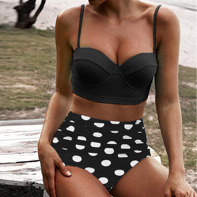 

Roseonmyhand Women High Waist Bikinis Swimwear Swimuit Female Retro Beachewear Bikini Set