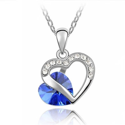 

HHYDE 9 Colors Fashion Crystal Pendant Necklaces CZ Heart Chains Necklaces Women Jewelry Coeur Necklaces