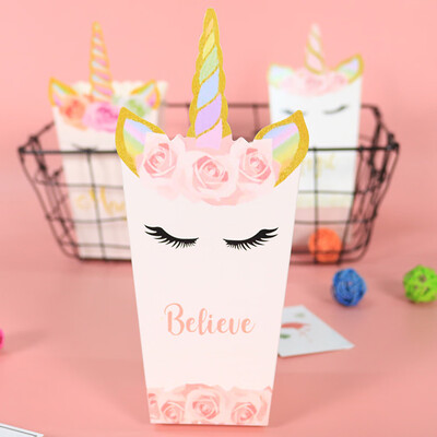 

12pcs Unicorn Popcorn Candy Boxes Paper Bag Home Birthday Party Supplies DIY