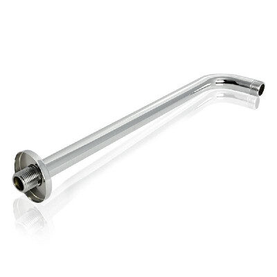 

Shaped Shower Arm Extension With Flange 16 Inch Length Stainless Steel in Polished Chrome Replacement for Rainfall Shower Head