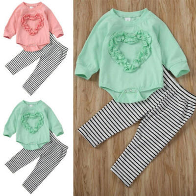 

2PCS Newborn Infant Baby Girl Outfits Clothes Set Romper BodysuitPants Leggings
