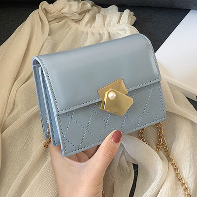 

Ins new small bag women 2019 new western style chain bag fashion Joker slung Lingge small square bag