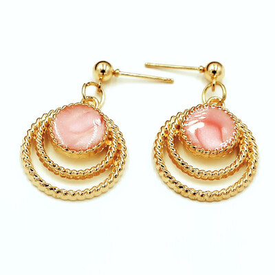 

EK2094 European Sweet Multicolor Round Circles Heart Drip Drop Earring for Women Brinco Trendy Pink Blue Black Jewelry Cute Gift