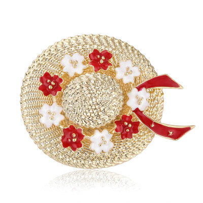 

Fashion Hat Brooches Flowers Gold Drop Oil Enamel Brooch Pins Women Gift Jewelry Accessories