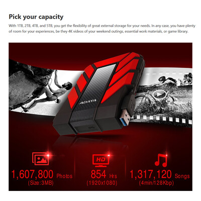 

ADATA HD710 Pro External Hard Drive Portable HDD 5TB USB31 Anti-shock Data Encryption for TravelYellow