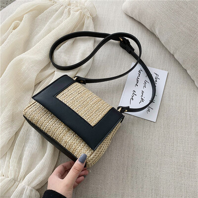 

Summer new woven bag female 2019 new Korean version of the wild shoulder slung fashion casual simple small square bag
