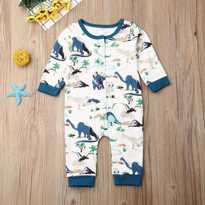 

Infant Baby Boy Animals Cartoon Long Sleeve Romper Onesie Dinosaur Printed Jumpsuits