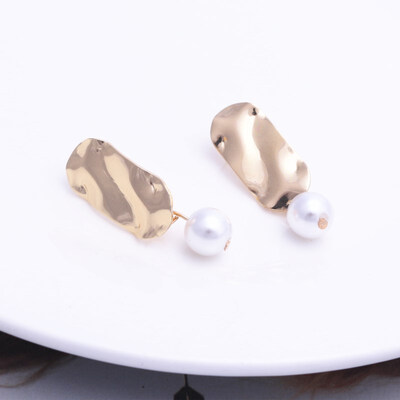 

EK314 New Design Metal Gold Color Circle Cross Heart Geometric Irregular Natural Imitation Pearl Drop Earrings for Women Jewelry