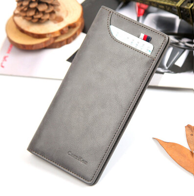 

Tailored Men Solid Color Vintage Open Lichee Pattern Multi Card Position Wallet BW