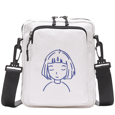 

Ins Sports New Canvas Leisure Slant Bag Women Korean Edition Simple One Shoulder Small Square Bag Man