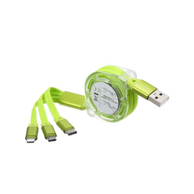 

3-in-1 Noodle Design Charging Cable Data Cable MicroUSB Type-C Lightening Charge Data Transfer Cable for iPhone Android Samsung Xi