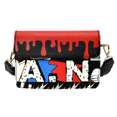 

2019 Fashion Graffiti Letter Printing Crossbody Bags Women Colorful Unique Shoulder Bag For Girls Small Square Messenger Bag YJ