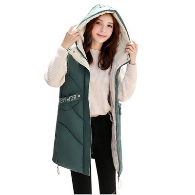 

Toponeto Women Solid Long Outerwear Cotton Jackets Pocket Loose Hooded Vest Coats