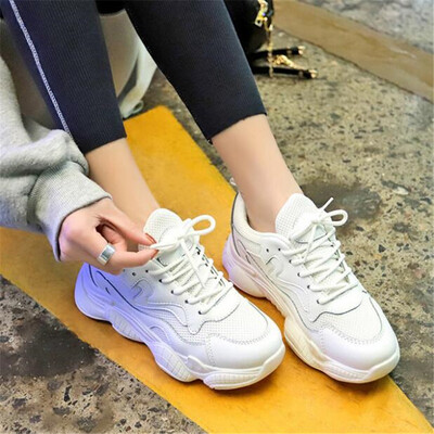 

New 2019 Spring Fashion Women Casual Shoes Suede Leather Platform Shoes Women Sneakers Ladies White Trainers Chaussure Femme