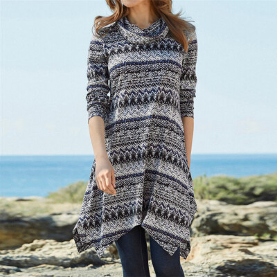 

Women Casual Long Sleeve Pullover Tops Irregular Long Sweater Knit Tunic Outwear