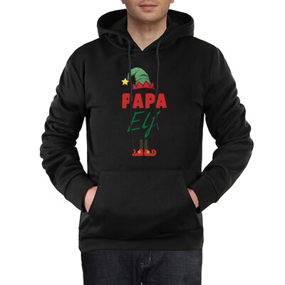 

New Autumn Winter Fashion Casual Christmas Papa Elf Mama Elf Print Couple Hoodie Long Sleeve Hooded Sweatshirt Lover Pullover