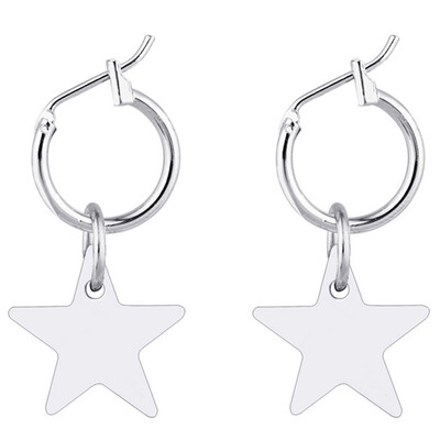 

Stainless Steel Titanium Pentacle Pendant Fashion Drop Earrings Five-pointed Star Statement EarringsFor Women Jewelry