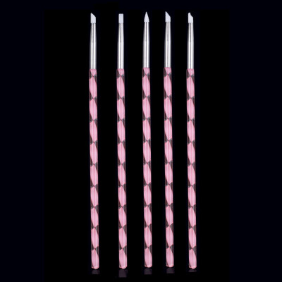 

〖Follure〗5 Pcs Pencil Spiral Nail Art Brush Nail Silicone Brushes With Acrylic Strap