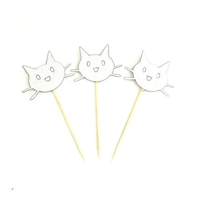 

FUNNNYBUNNY Cat Cupcake Toppers Shiny Black Gold Silver&Pink Cute Cat Head Cake Top Decor for Baby Shower Birthday Party