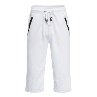 

Tailored Mens Casual Summer Joggers Solid Pocket Drawstring Zipper Short Pants Trouser