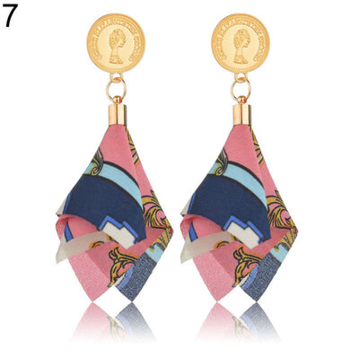 

Fashion Portrait Multicolor Printed Scarf Fabric Cloth Dangle Earrings Jewelry