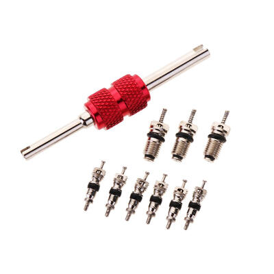 

9pcs Air Conditioning Valve Cores1pc Remover Tool AC System Repair Kit