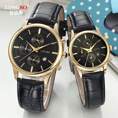 

Genuine watch male business casual fashion quartz watch waterproof belt calendar couple watch 80061