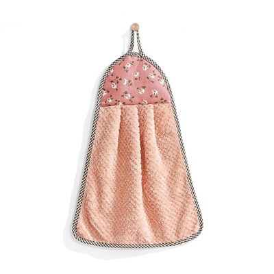 

1Pc Kitchen Towel Absorbent Lint Dish Cloth Hanging Towel Thickening Rag Floral